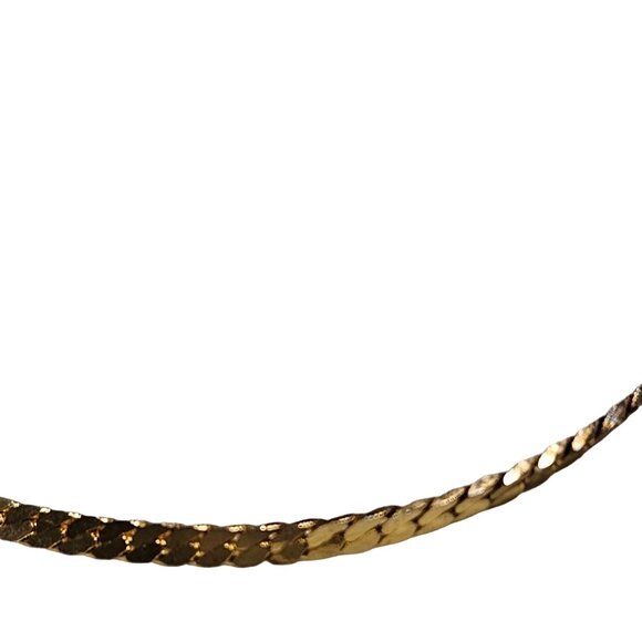Elegant Gold Tone Herringbone Chain Bracelet Classic Minimalist Fashion Jewelry - Picture 2 of 4